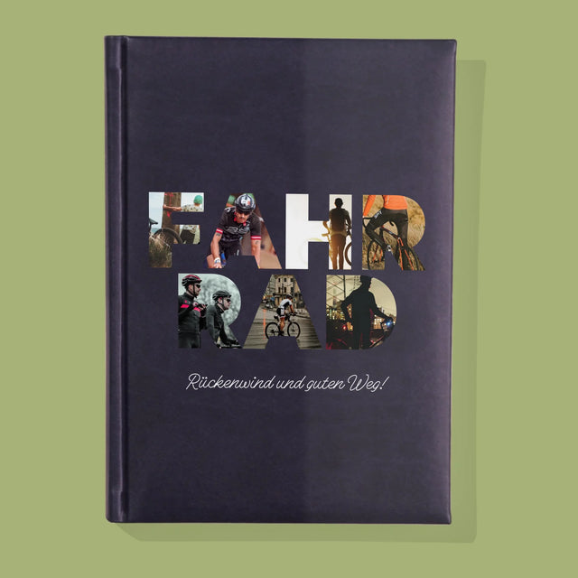 Buchstaben-Collage: Fahrrad - Notizbuch