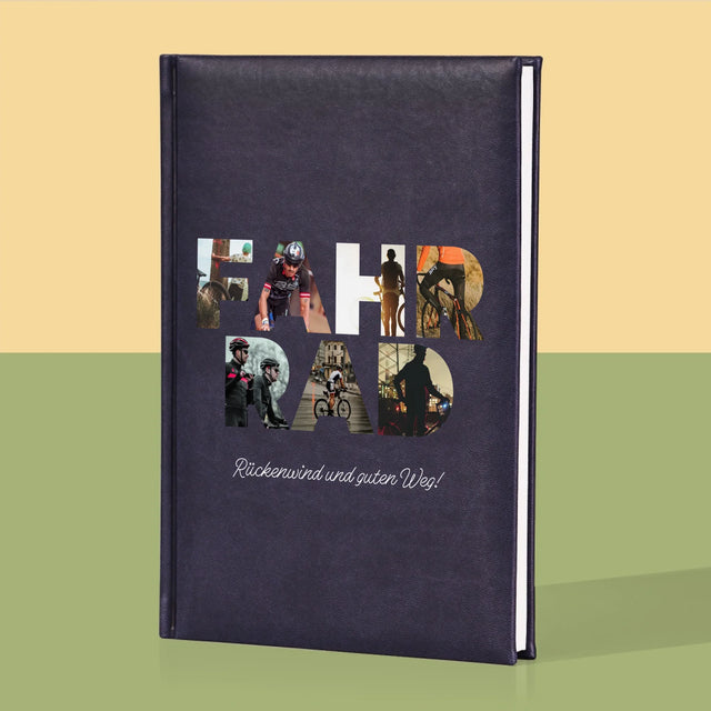 Buchstaben-Collage: Fahrrad - Notizbuch
