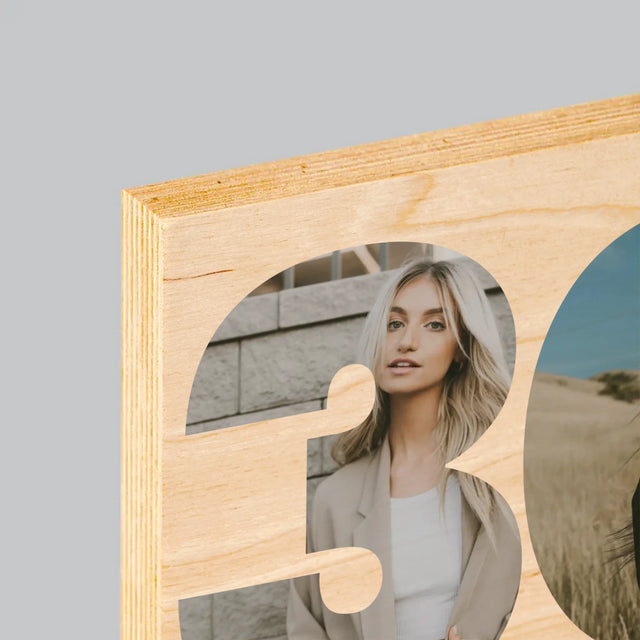 Buchstaben-Collage: 30. Geburtstag Signatur - Druck Auf Holz