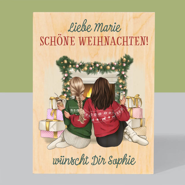 Avatar Creator: Weihnachten Freundinnen - Druck Auf Holz