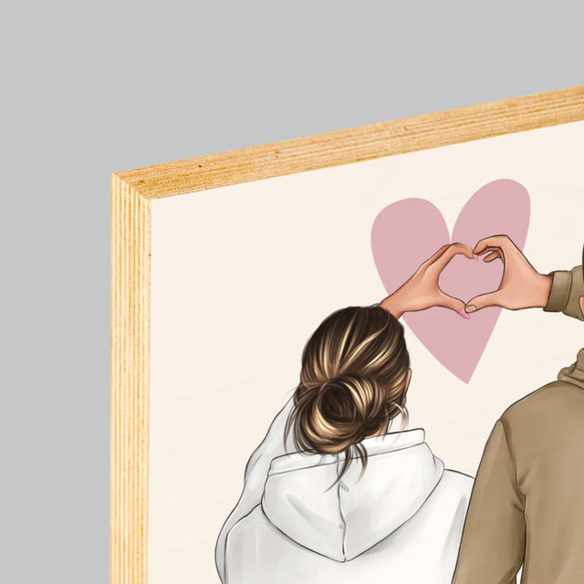 Avatar Creator: Paar Herz - Druck Auf Holz