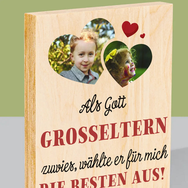 Fotocollage: Als Gott Großeltern Zuwies - Druck Auf Holz