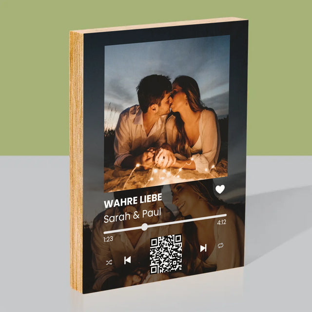Foto Und Unterschrift: Spotify Mit Deinen Fotos Und Qr-Code - Druck Auf Holz