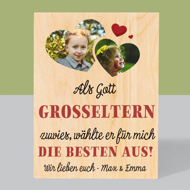 Fotocollage: Als Gott Großeltern Zuwies - Druck Auf Holz