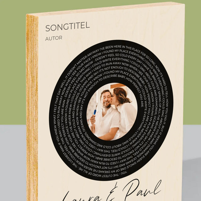 Foto Und Unterschrift: Songtext Mit Deinem Foto - Druck Auf Holz
