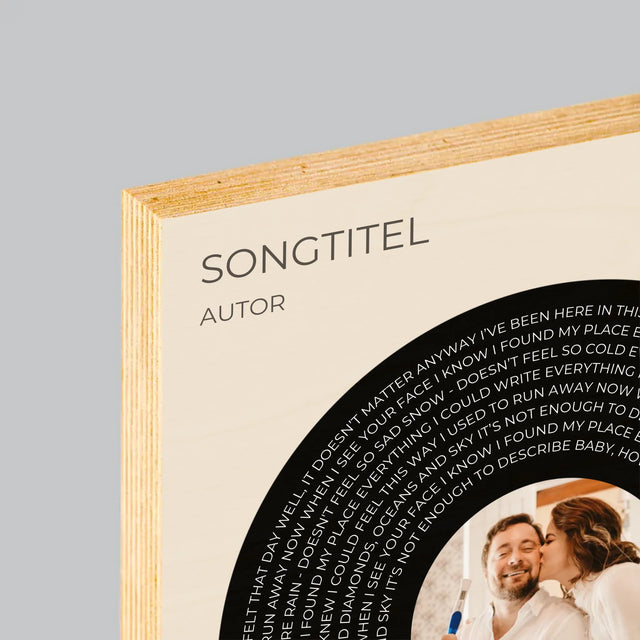 Foto Und Unterschrift: Songtext Mit Deinem Foto - Druck Auf Holz