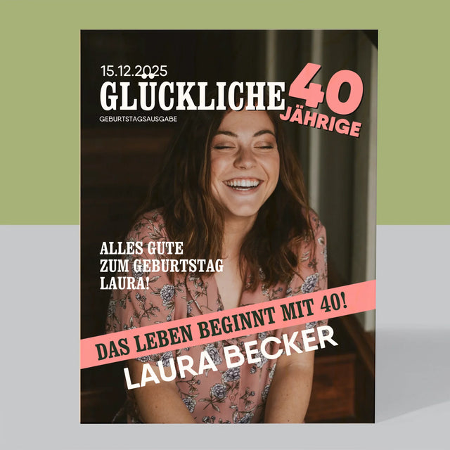 Magazin-Cover: Glückliche 40-Jährige - Druck Auf Holz