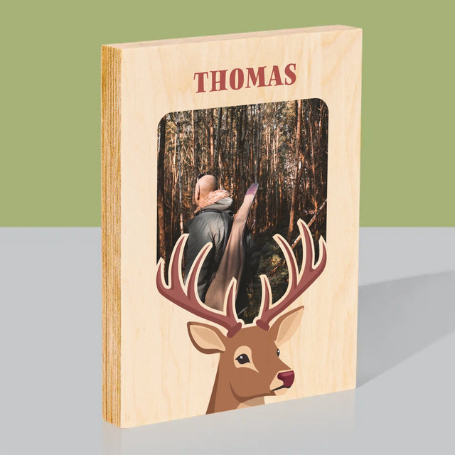 Foto Und Unterschrift: Der Hirsch - Druck Auf Holz