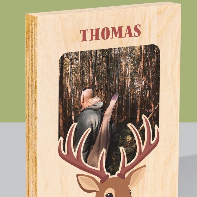 Foto Und Unterschrift: Der Hirsch - Druck Auf Holz