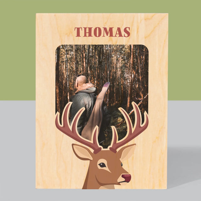 Foto Und Unterschrift: Der Hirsch - Druck Auf Holz