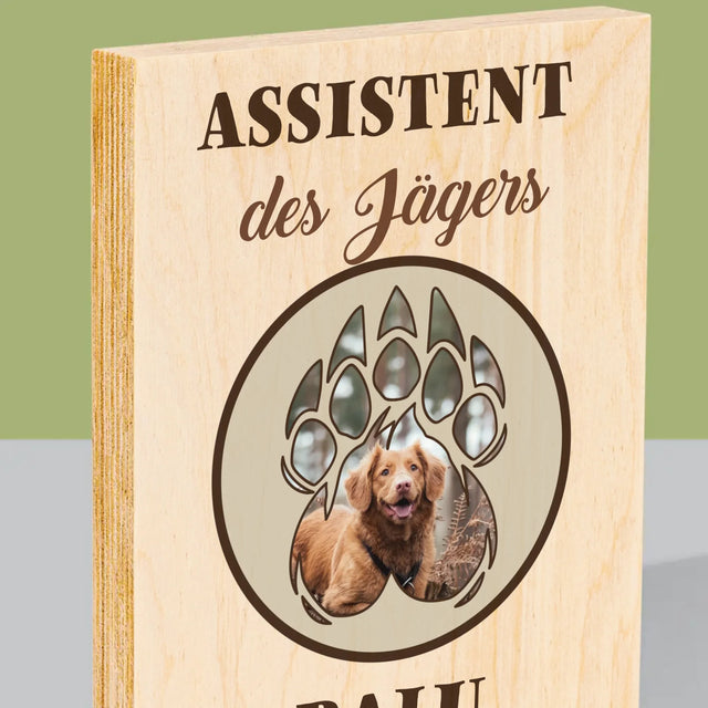 Form-Collage: Assistent Des Jägers - Druck Auf Holz