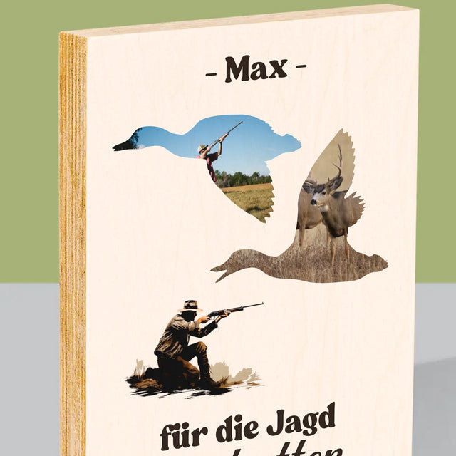Form-Collage: Für Die Jagd Geschaffen - Druck Auf Holz
