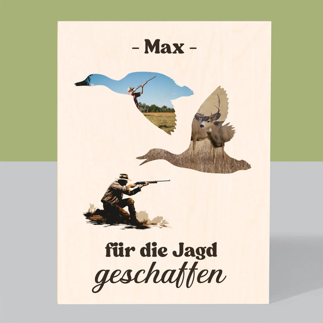 Form-Collage: Für Die Jagd Geschaffen - Druck Auf Holz