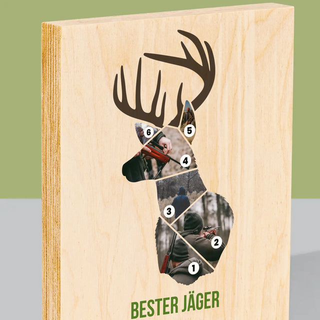 Form-Collage: Bester Jäger - Druck Auf Holz
