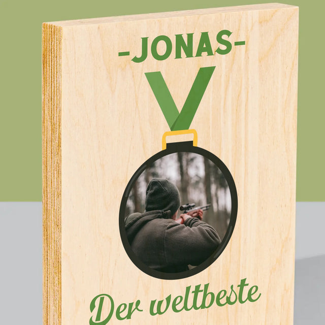 Foto Und Unterschrift: Der Weltbeste Jäger - Druck Auf Holz