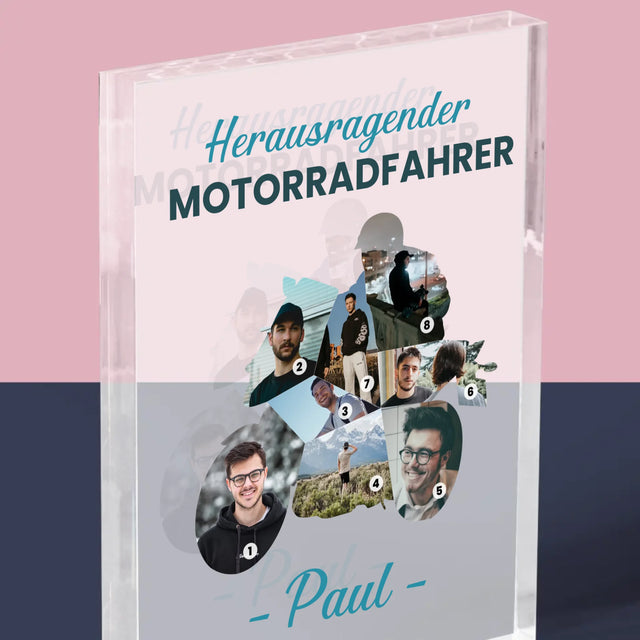 Form-Collage: Herausragender Motorradfahrer - Druck Auf Acrylglas