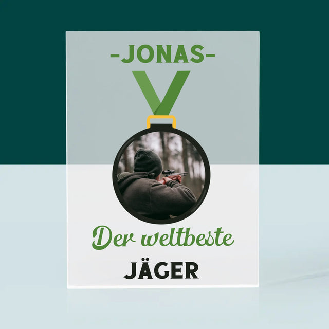 Foto Und Unterschrift: Der Weltbeste Jäger - Druck Auf Acrylglas