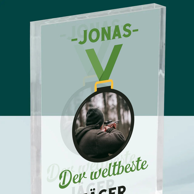 Foto Und Unterschrift: Der Weltbeste Jäger - Druck Auf Acrylglas