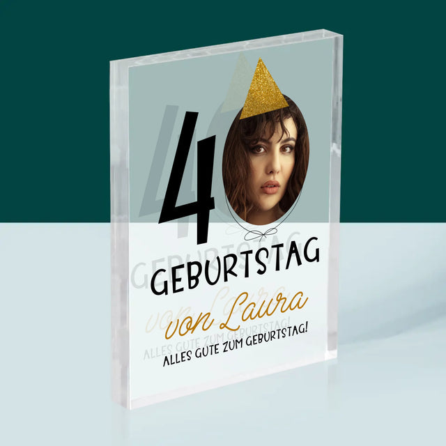Foto Und Unterschrift: 40. Geburtstag Mütze - Druck Auf Acrylglas