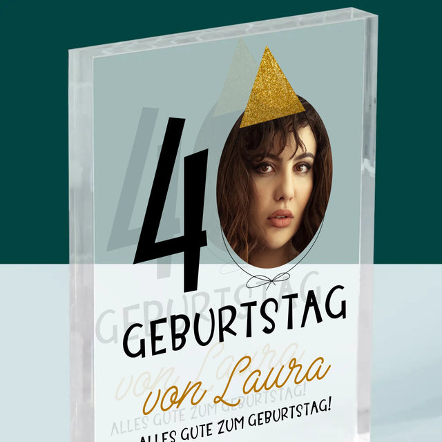 Foto Und Unterschrift: 40. Geburtstag Mütze - Druck Auf Acrylglas