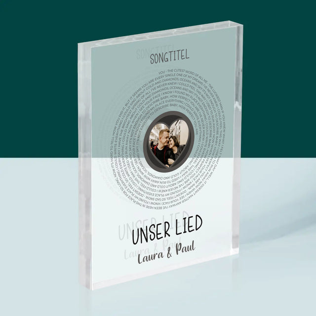 Foto Und Unterschrift: Unser Lied Mit Text - Druck Auf Acrylglas