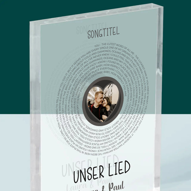 Foto Und Unterschrift: Unser Lied Mit Text - Druck Auf Acrylglas