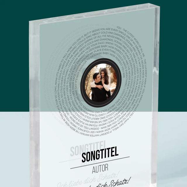 Foto Und Unterschrift: Songtexte Auf Der Platte - Druck Auf Acrylglas