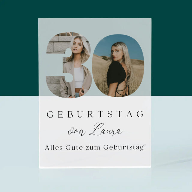 Buchstaben-Collage: 30. Geburtstag Signatur - Druck Auf Acrylglas