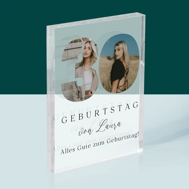 Buchstaben-Collage: 30. Geburtstag Signatur - Druck Auf Acrylglas