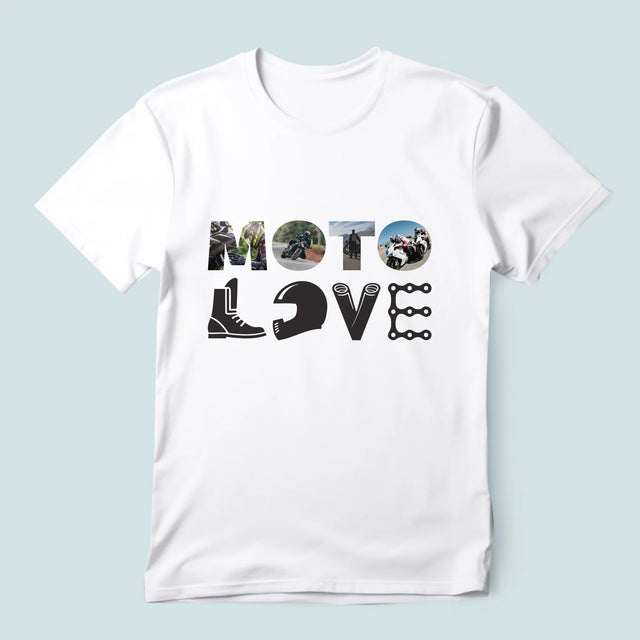 Buchstaben-Collage: Motolove - T-Shirt Für Herren