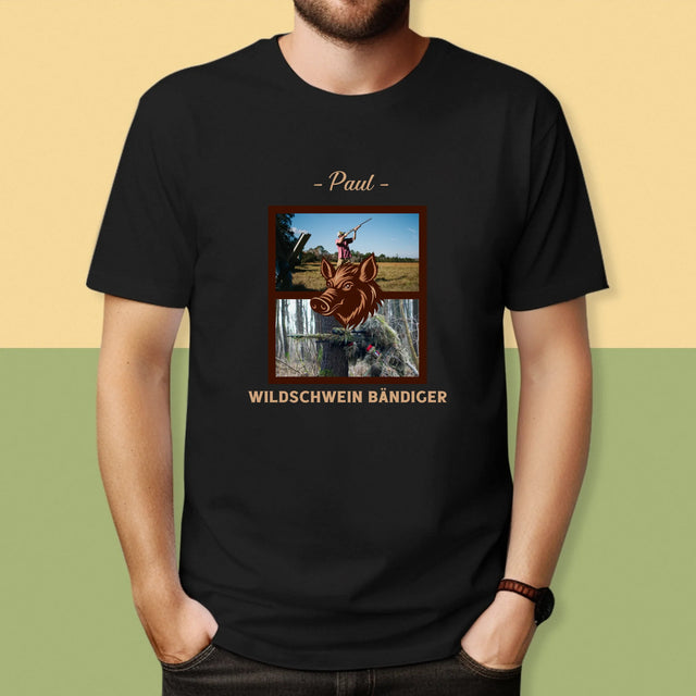 Fotocollage: Wildschwein Bändiger - T-Shirt Für Herren