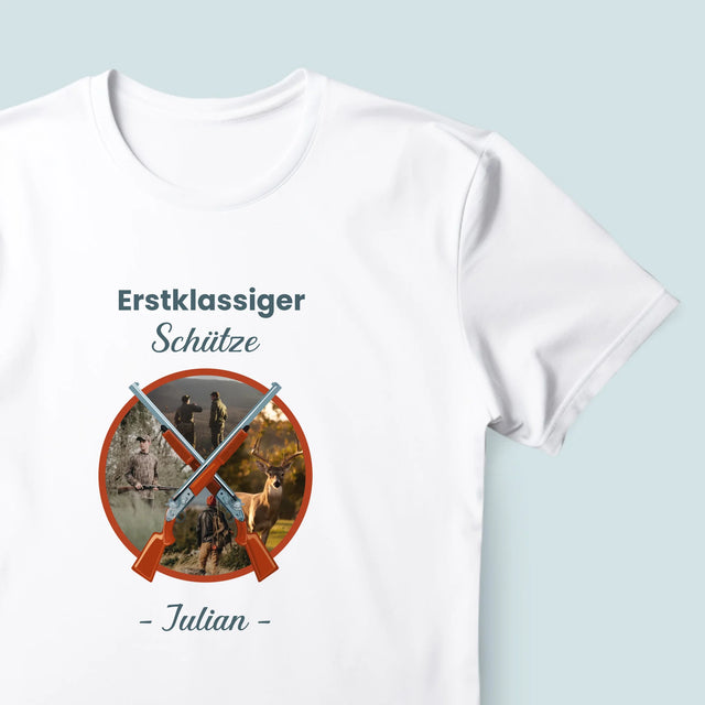 Fotocollage: Erstklassiger Schütze - T-Shirt Für Herren