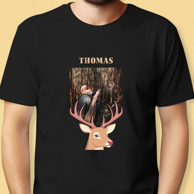 Foto Und Unterschrift: Der Hirsch - T-Shirt Für Herren