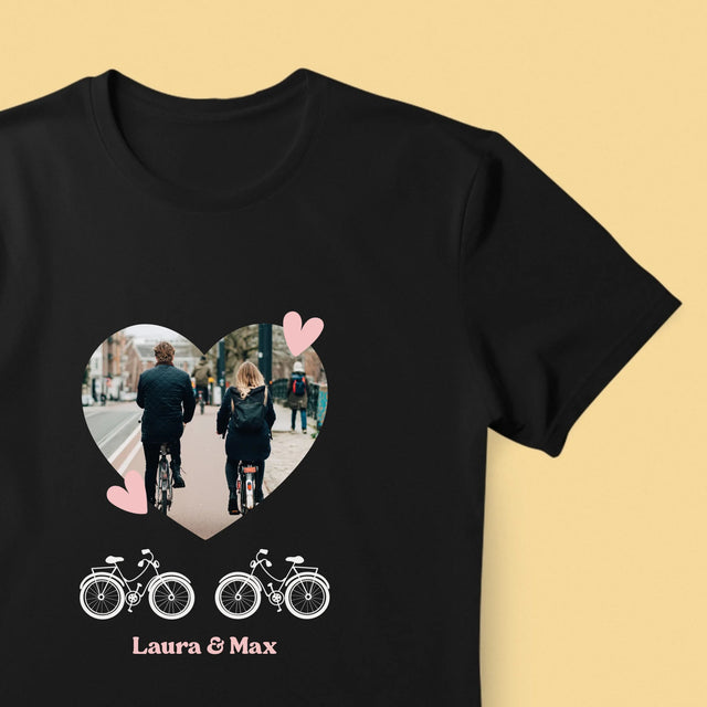 Foto Und Unterschrift: Radfahrerpaar - T-Shirt Für Herren