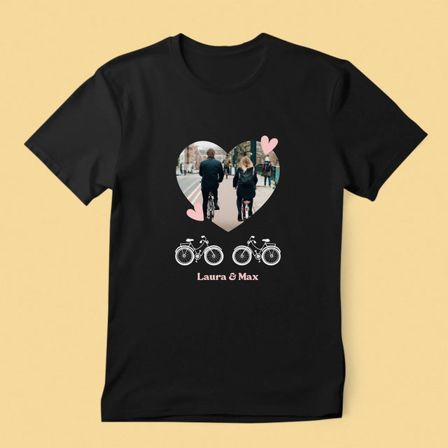 Foto Und Unterschrift: Radfahrerpaar - T-Shirt Für Herren