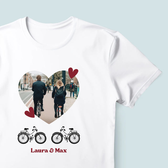 Foto Und Unterschrift: Radfahrerpaar - T-Shirt Für Herren