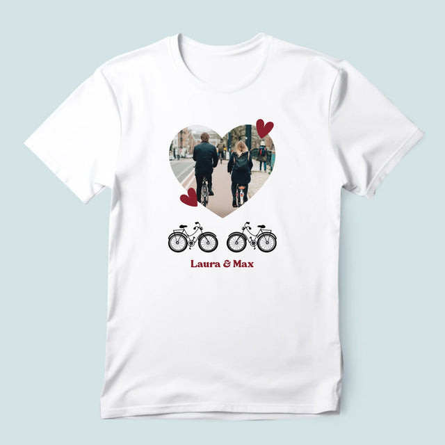 Foto Und Unterschrift: Radfahrerpaar - T-Shirt Für Herren