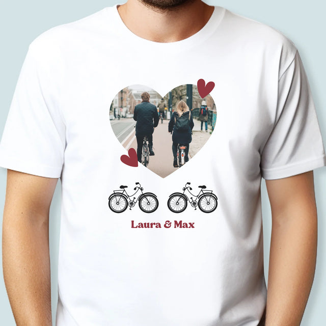 Foto Und Unterschrift: Radfahrerpaar - T-Shirt Für Herren