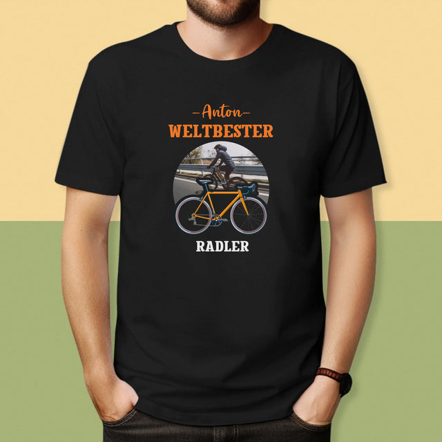 Foto Und Unterschrift: Der Weltbeste Radler - T-Shirt Für Herren