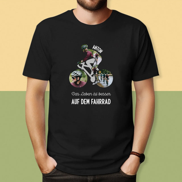 Form-Collage: Das Leben Ist Besser Auf Dem Fahrrad - T-Shirt Für Herren