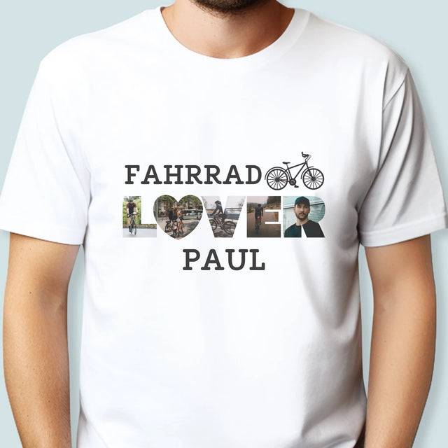 Buchstaben-Collage: Fahrradliebhaber - T-Shirt Für Herren
