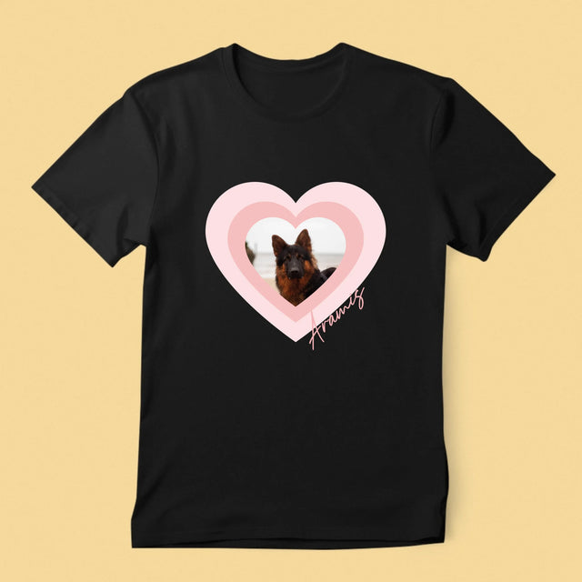 Foto Und Unterschrift: Bild Eines Haustieres Im Herzen - T-Shirt Für Herren
