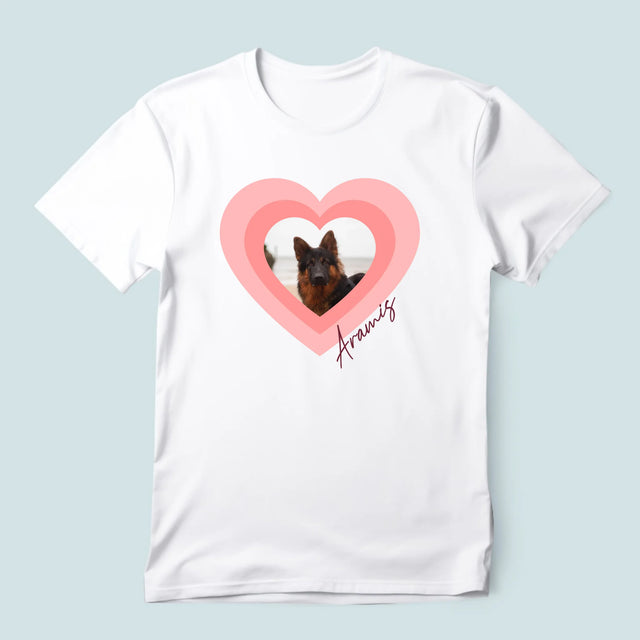 Foto Und Unterschrift: Bild Eines Haustieres Im Herzen - T-Shirt Für Herren
