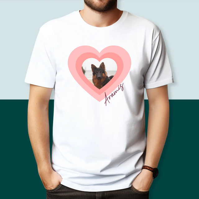 Foto Und Unterschrift: Bild Eines Haustieres Im Herzen - T-Shirt Für Herren