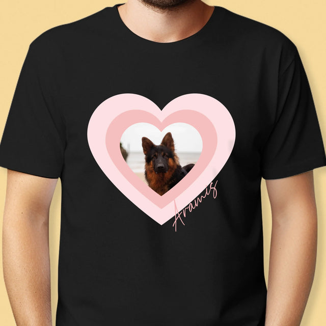 Foto Und Unterschrift: Bild Eines Haustieres Im Herzen - T-Shirt Für Herren