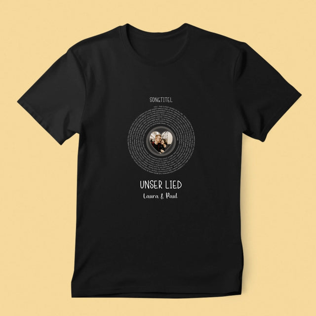 Foto Und Unterschrift: Unser Lied Mit Text - T-Shirt Für Herren