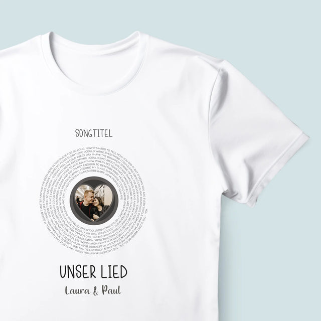 Foto Und Unterschrift: Unser Lied Mit Text - T-Shirt Für Herren