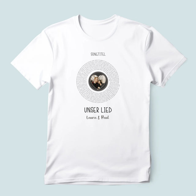 Foto Und Unterschrift: Unser Lied Mit Text - T-Shirt Für Herren