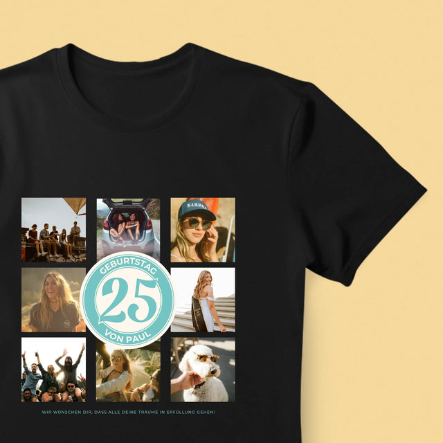 Fotocollage: 25 Geburtstag - T-Shirt Für Herren