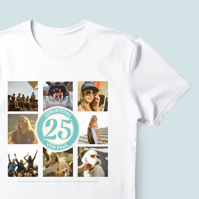 Fotocollage: 25 Geburtstag - T-Shirt Für Herren